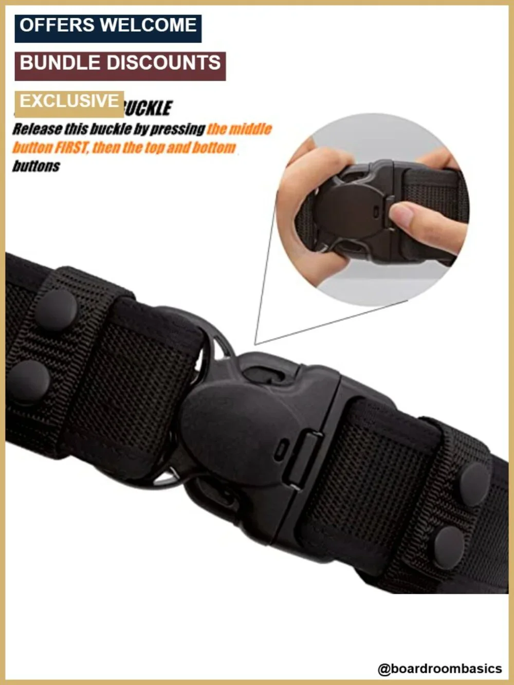 Nylon Police Duty Belt Heavy Duty Stiff Utility Belt with 4 Keepers Law